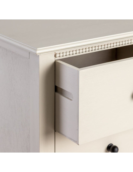 Commode 6 tiroirs gris clair pin et MDF 75x33x75 cm Nava Ixia - 3