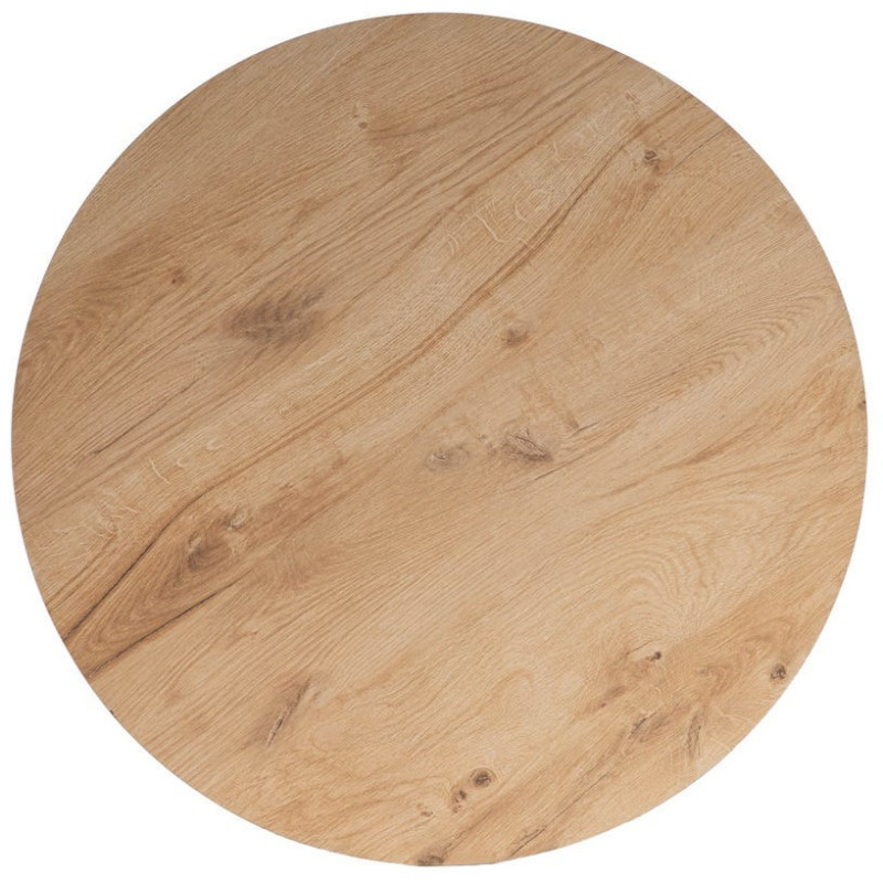 Table bistrot moderne Ronde 3 personnes en Métal Noir Bois MDF Naturel Alaro - 3