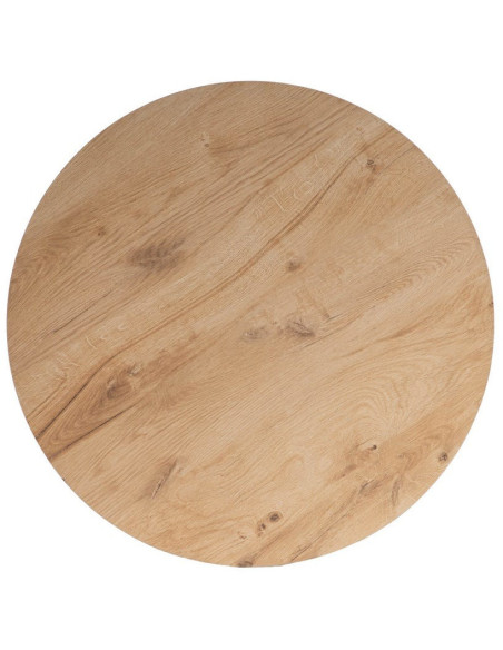 Table bistrot moderne Ronde 3 personnes en Métal Noir Bois MDF Naturel Alaro - 3