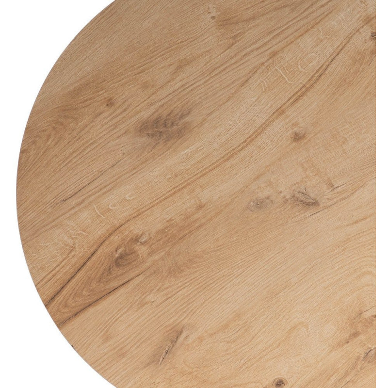 Table bistrot moderne Ronde 3 personnes en Métal Noir Bois MDF Naturel Alaro - 5