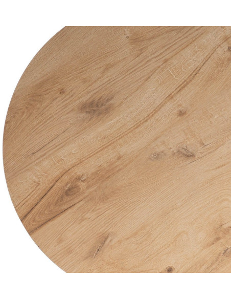 Table bistrot moderne Ronde 3 personnes en Métal Noir Bois MDF Naturel Alaro - 5