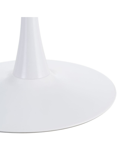 Table à manger moderne chic Ronde 4 personnes en Pierre frittée Blanc Motif marbré Métal Blanc Oshira - 6