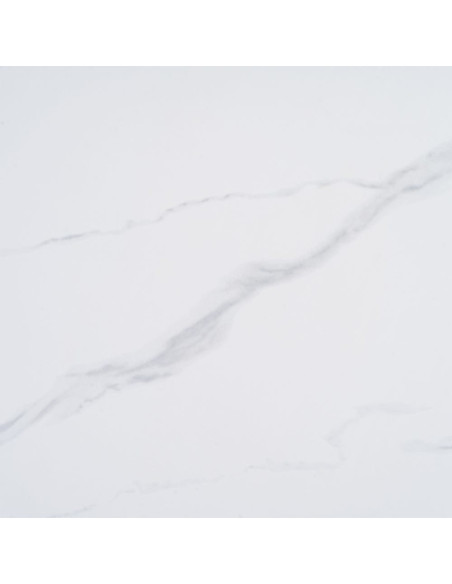 Table à manger moderne chic Ronde 4 personnes en Pierre frittée Blanc Motif marbré Métal Blanc Oshira - 7