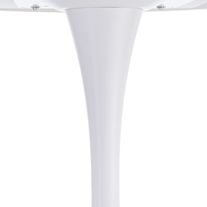 Table à manger moderne chic Ronde 4 personnes en Pierre frittée Blanc Motif marbré Métal Blanc Oshira - 8