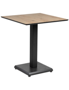 Table bistrot moderne Carrée 4 personnes en Métal Noir Bois MDF Naturel Alaro - 1