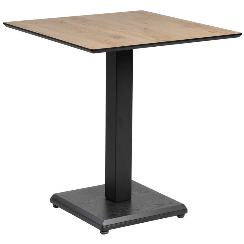 Table bistrot moderne Carrée 4 personnes en Métal Noir Bois MDF Naturel Alaro - 1