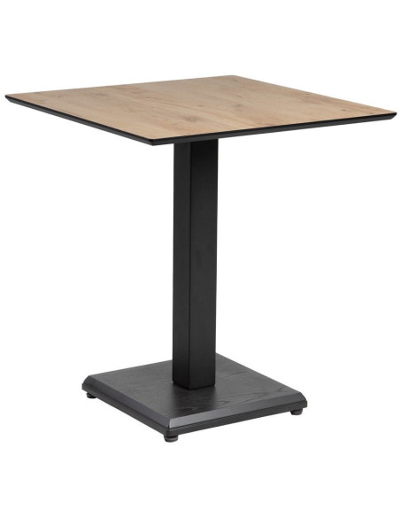 Table bistrot moderne Carrée 4 personnes en Métal Noir Bois MDF Naturel Alaro - 1