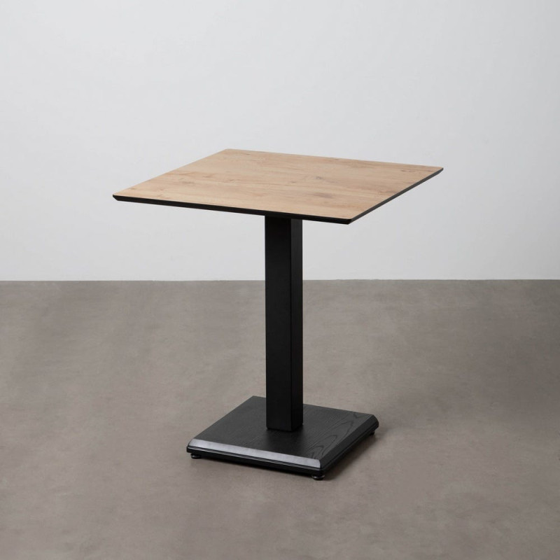 Table bistrot moderne Carrée 4 personnes en Métal Noir Bois MDF Naturel Alaro - 2