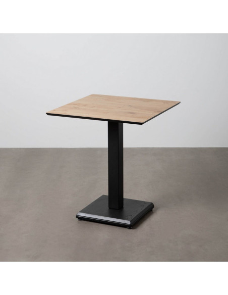 Table bistrot moderne Carrée 4 personnes en Métal Noir Bois MDF Naturel Alaro - 2