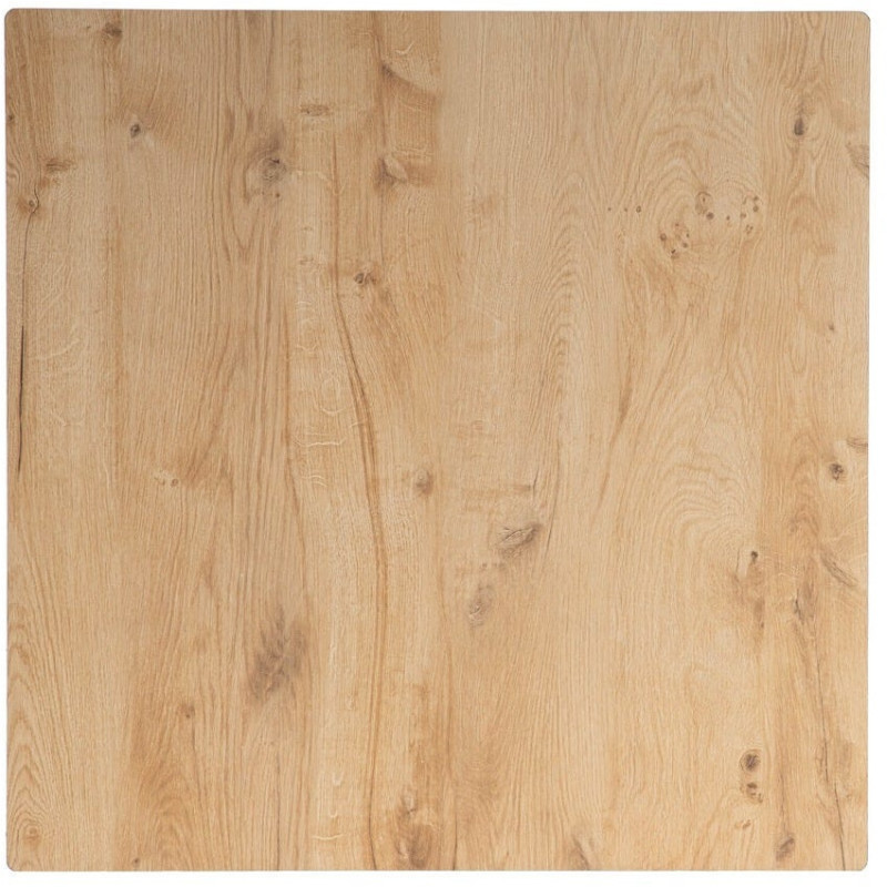 Table bistrot moderne Carrée 4 personnes en Métal Noir Bois MDF Naturel Alaro - 3