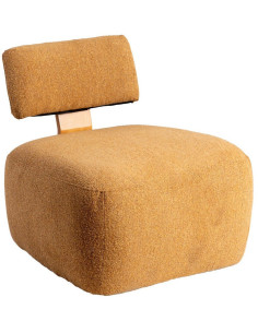 Fauteuil original moderne en Tissu Moutarde Chiné Bois multplis Naturel Ribad - 1