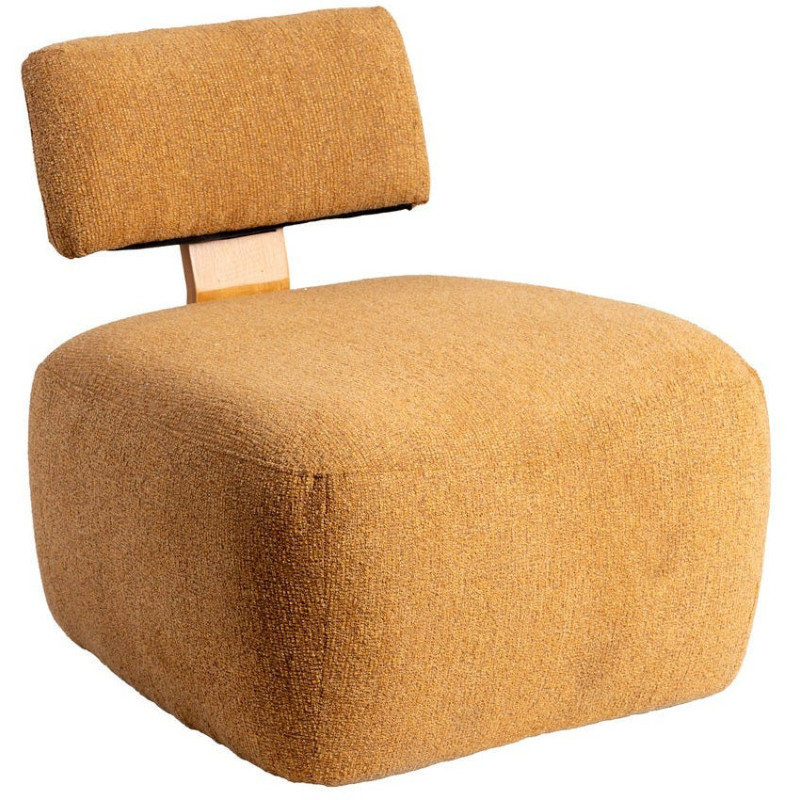 Fauteuil original moderne en Tissu Moutarde Chiné Bois multplis Naturel Ribad - 1