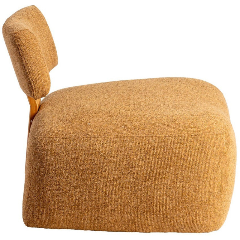 Fauteuil original moderne en Tissu Moutarde Chiné Bois multplis Naturel Ribad - 3