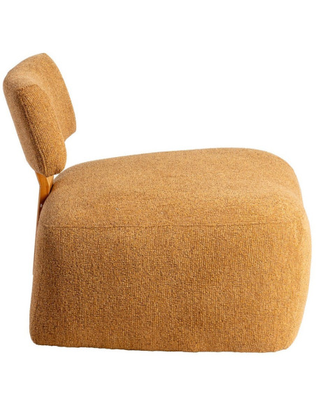 Fauteuil original moderne en Tissu Moutarde Chiné Bois multplis Naturel Ribad - 3