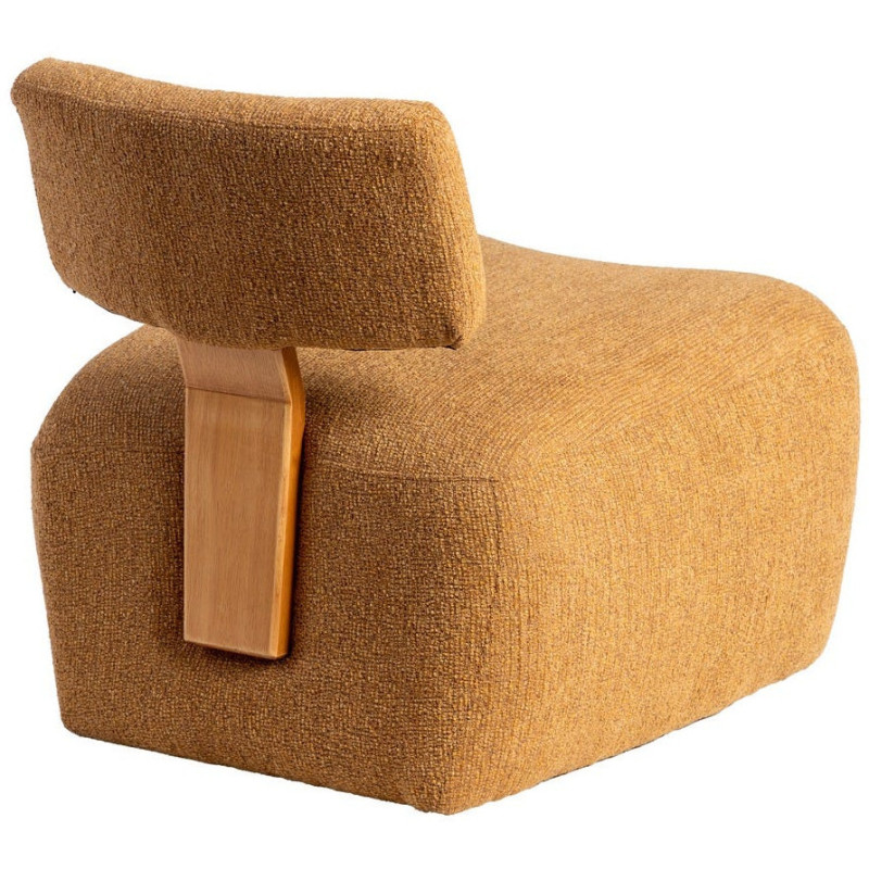 Fauteuil original moderne en Tissu Moutarde Chiné Bois multplis Naturel Ribad - 4