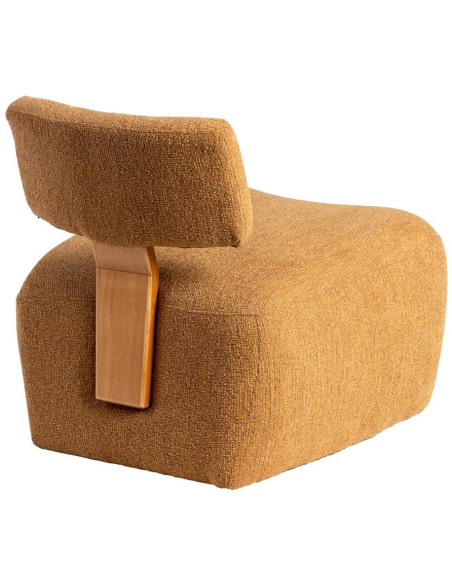 Fauteuil original moderne en Tissu Moutarde Chiné Bois multplis Naturel Ribad - 4