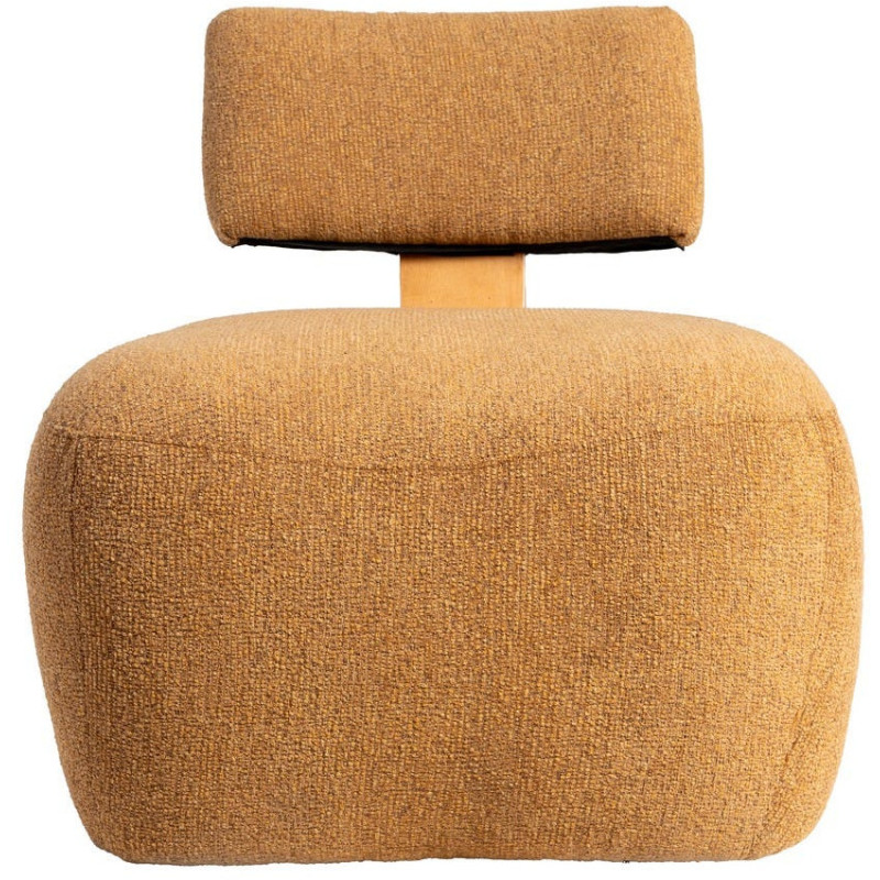 Fauteuil original moderne en Tissu Moutarde Chiné Bois multplis Naturel Ribad - 5