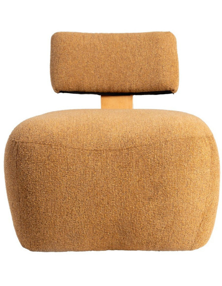 Fauteuil original moderne en Tissu Moutarde Chiné Bois multplis Naturel Ribad - 5