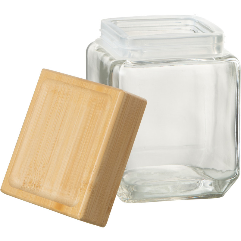 Pot avec couvercle 1,2 L Brad en Verre Transparent Bambou Naturel - 3