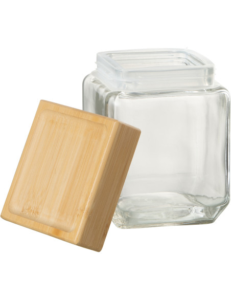 Pot avec couvercle 1,2 L Brad en Verre Transparent Bambou Naturel - 3