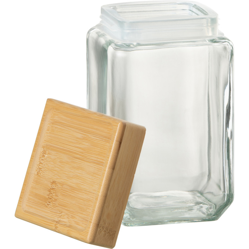 Pot avec couvercle 1,6 L Brad en Verre Transparent Bambou Naturel - 3
