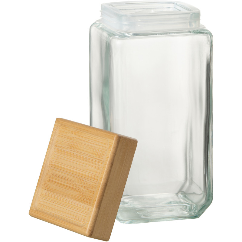 Pot avec couvercle 2,1 L Brad en Verre Transparent Bambou Naturel - 3