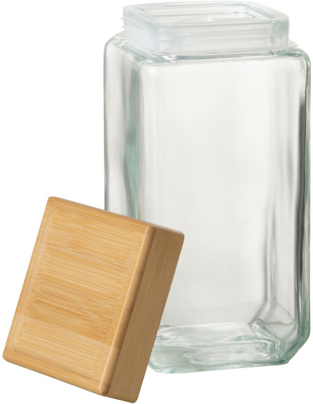 Pot avec couvercle 2,1 L Brad en Verre Transparent Bambou Naturel - 3