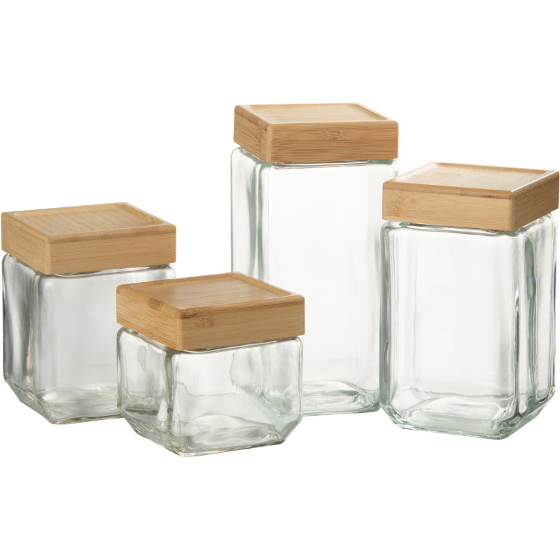 Pot avec couvercle 2,1 L Brad en Verre Transparent Bambou Naturel - 4