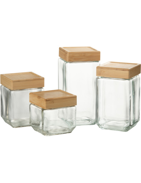 Pot avec couvercle 2,1 L Brad en Verre Transparent Bambou Naturel - 4