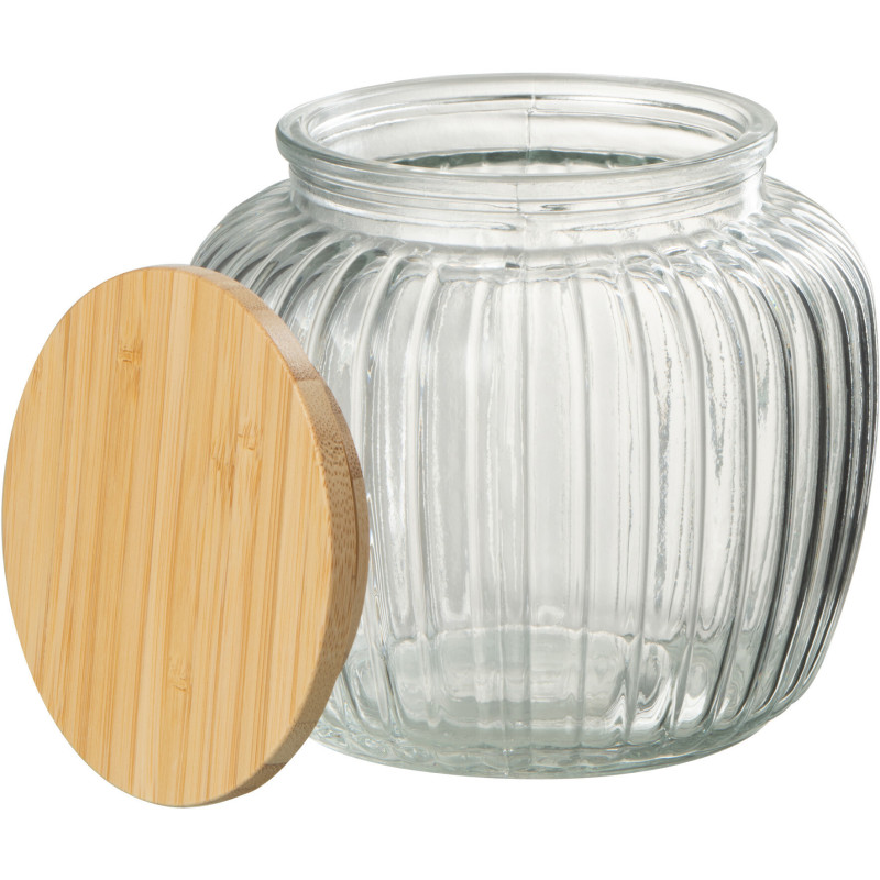 Pot avec couvercle 2,2 L Louis en Verre Transparent Bambou Naturel - 2