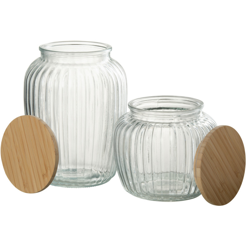 Pot avec couvercle 1,3 L Louis en Verre Transparent Bambou Naturel - 4