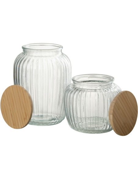 Pot avec couvercle 1,3 L Louis en Verre Transparent Bambou Naturel - 4