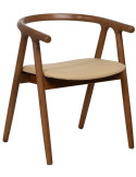 Chaise en orme et polyuréthane crème marron 47 x 46 x 71 cm Nyora