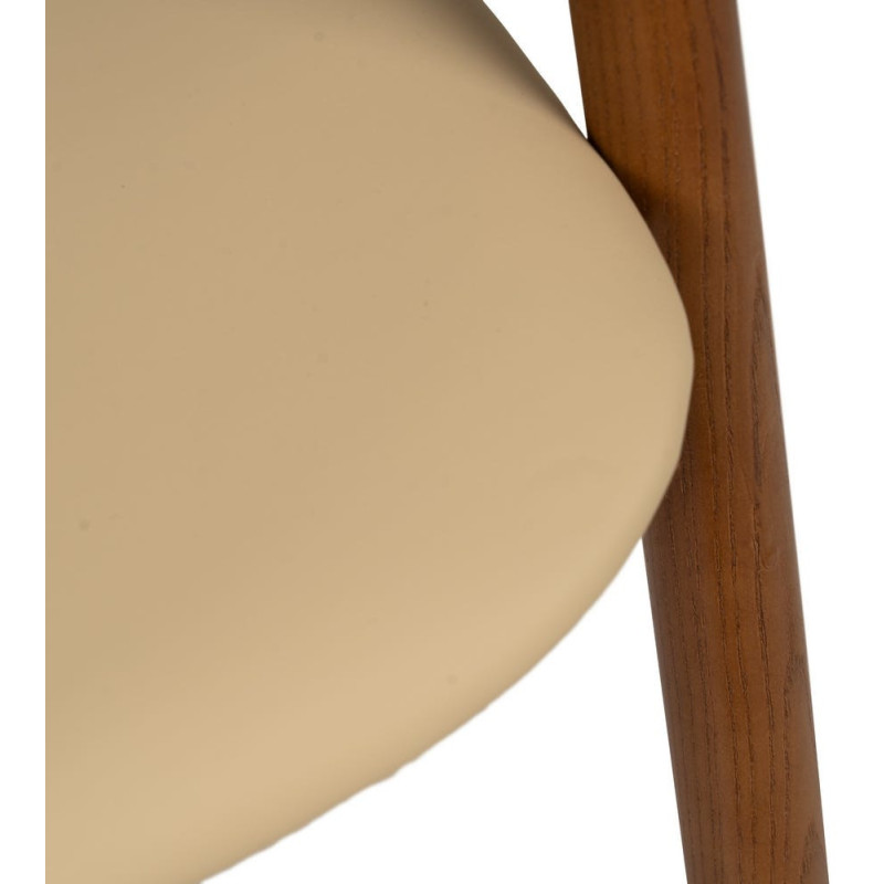 Fauteuil de table mid-century moderne en Bois d'orme Marron Polyuréthane Crème Nyora - 8