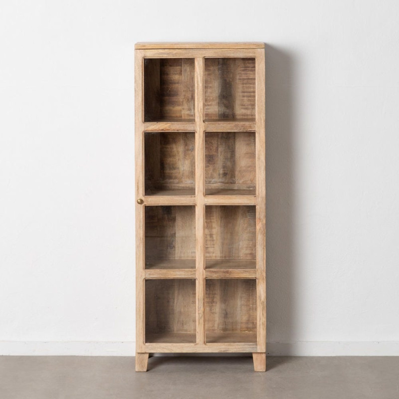 Buffet Vitrine rustique chic Haut 1 porte en Bois de manguier Naturel Verre Transparent Cala - 7