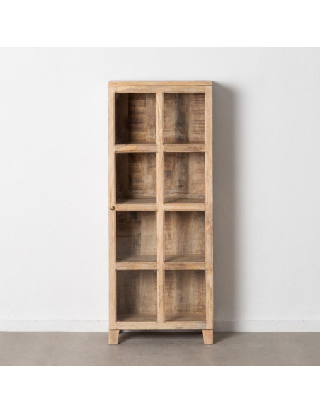 Buffet Vitrine rustique chic Haut 1 porte en Bois de manguier Naturel Verre Transparent Cala - 7