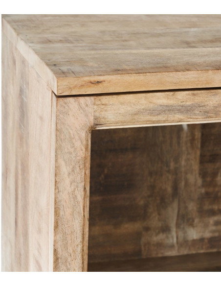 Buffet Vitrine rustique chic Haut 1 porte en Bois de manguier Naturel Verre Transparent Cala - 3