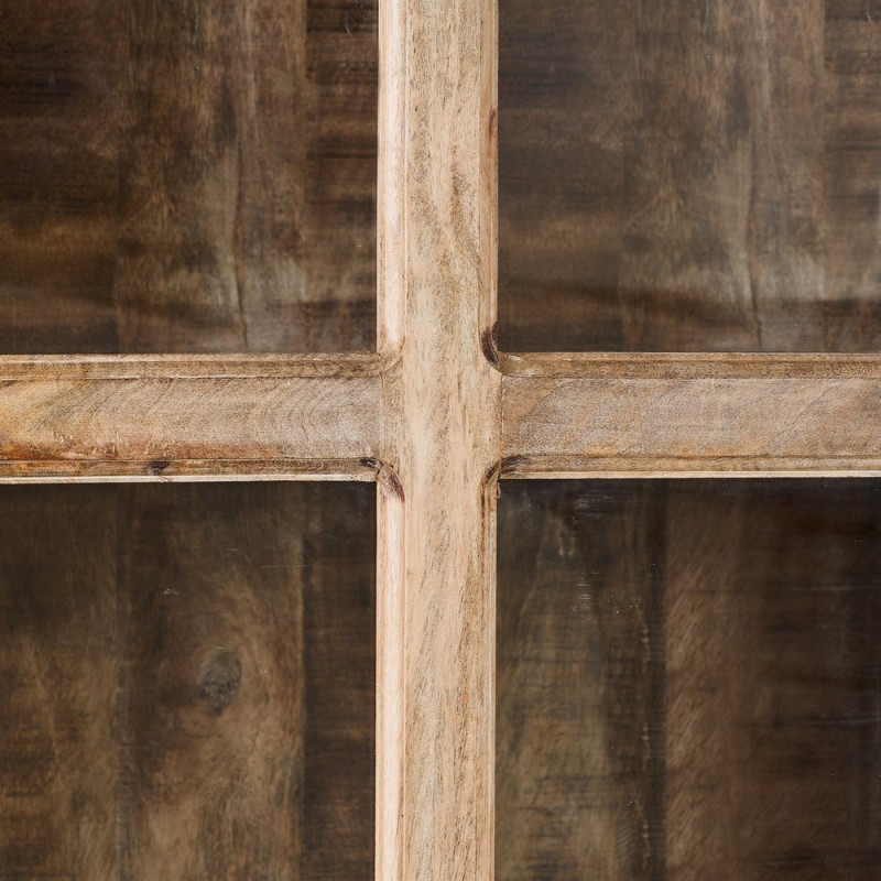 Buffet Vitrine rustique chic Haut 1 porte en Bois de manguier Naturel Verre Transparent Cala - 4