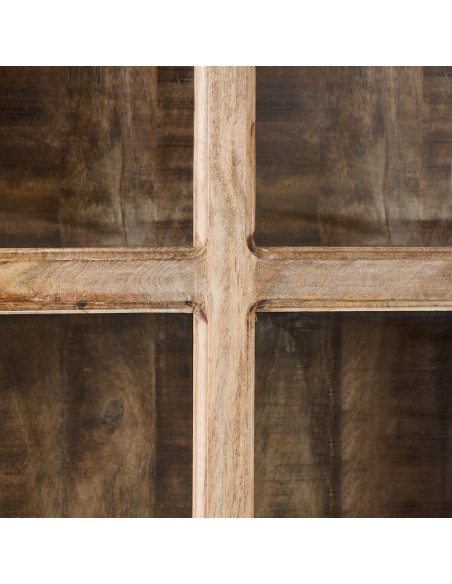 Buffet Vitrine rustique chic Haut 1 porte en Bois de manguier Naturel Verre Transparent Cala - 4