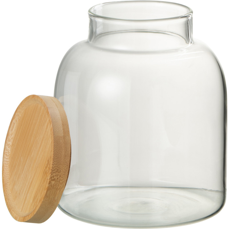 Pot avec couvercle 1,2 L Tom en Verre Transparent Bambou Naturel - 3