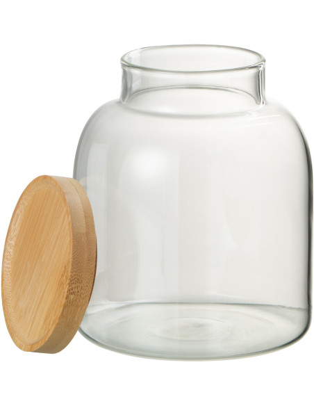Pot avec couvercle 1,2 L Tom en Verre Transparent Bambou Naturel - 3