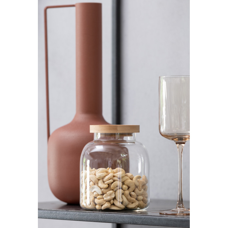 Pot avec couvercle 1,2 L Tom en Verre Transparent Bambou Naturel - 4