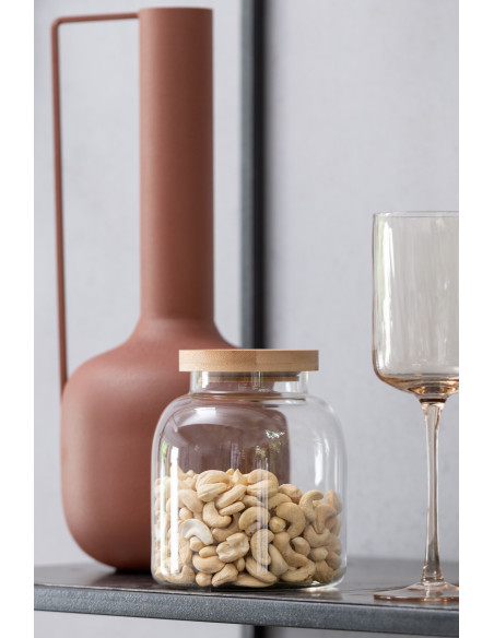 Pot avec couvercle 1,2 L Tom en Verre Transparent Bambou Naturel - 4