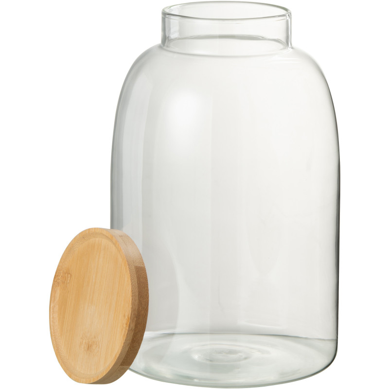 Pot avec couvercle 3,2 L Tom en Verre Transparent Bambou Naturel - 2