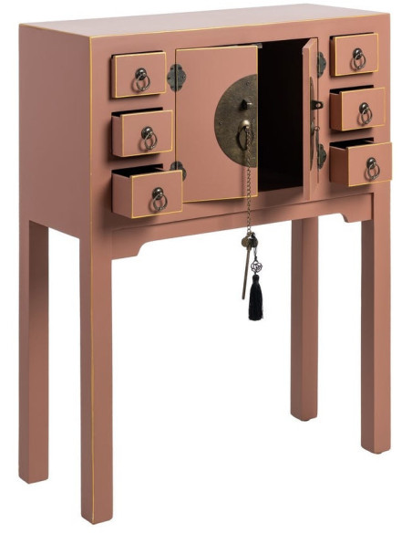 Console orientale chic 2 portes 6 tiroirs en Bois MDF Marron moka Oriente - 3