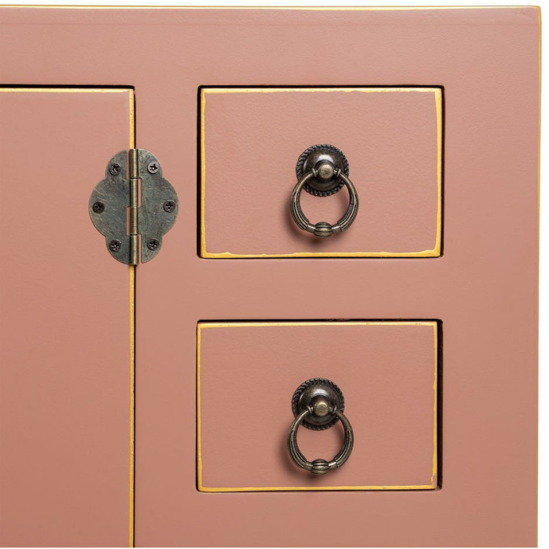 Console orientale chic 2 portes 6 tiroirs en Bois MDF Marron moka Oriente - 4