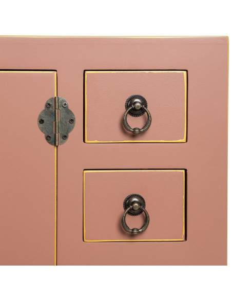 Console orientale chic 2 portes 6 tiroirs en Bois MDF Marron moka Oriente - 4