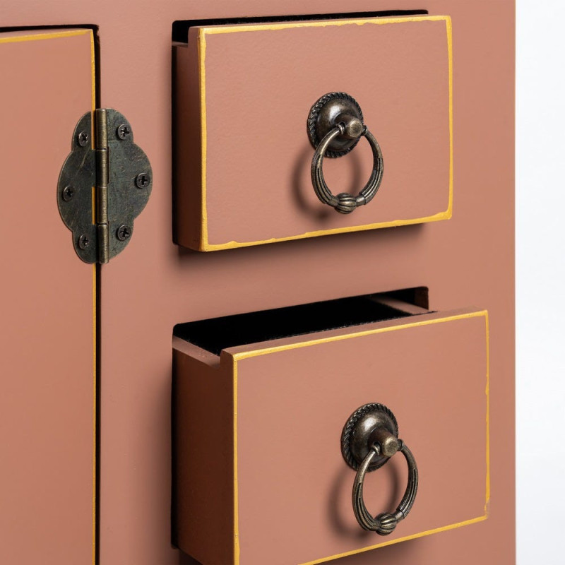 Console orientale chic 2 portes 6 tiroirs en Bois MDF Marron moka Oriente - 5