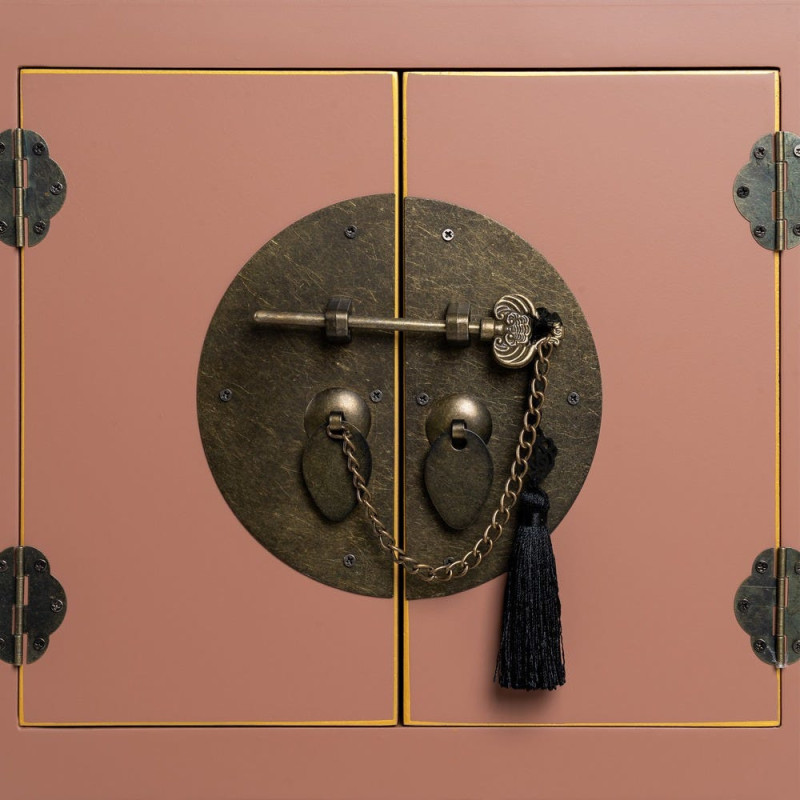 Console orientale chic 2 portes 6 tiroirs en Bois MDF Marron moka Oriente - 6