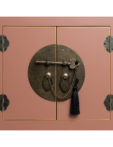 Console orientale chic 2 portes 6 tiroirs en Bois MDF Marron moka Oriente - 6